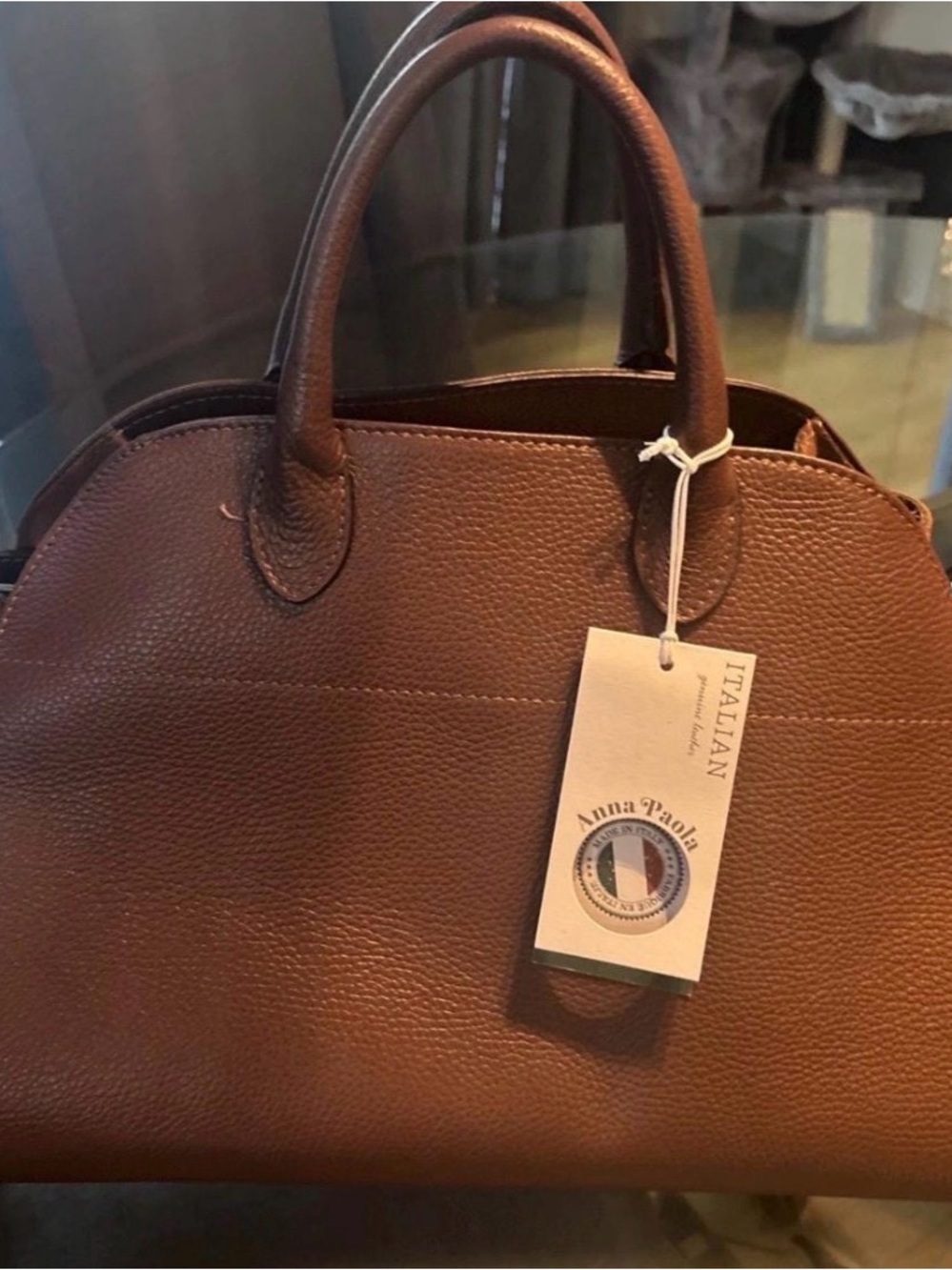 Brown Leather Satchel - Structured Italian Design